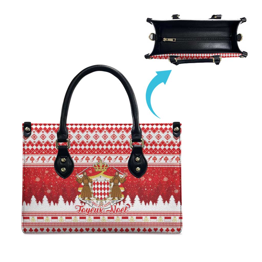 Monaco Christmas Leather Bag Joyeux Noel Coat Of Arms - Wonder Print Shop