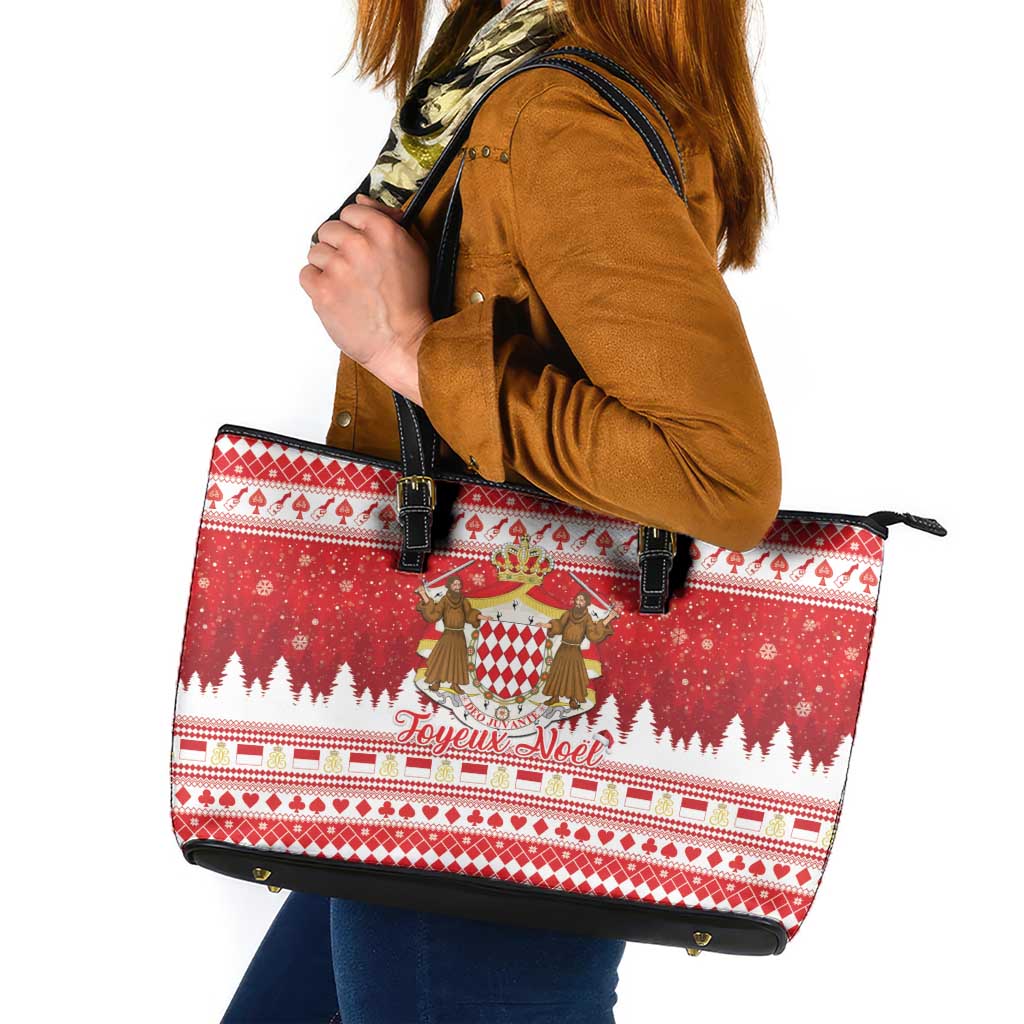 Monaco Christmas Leather Tote Bag Joyeux Noel Coat Of Arms - Wonder Print Shop