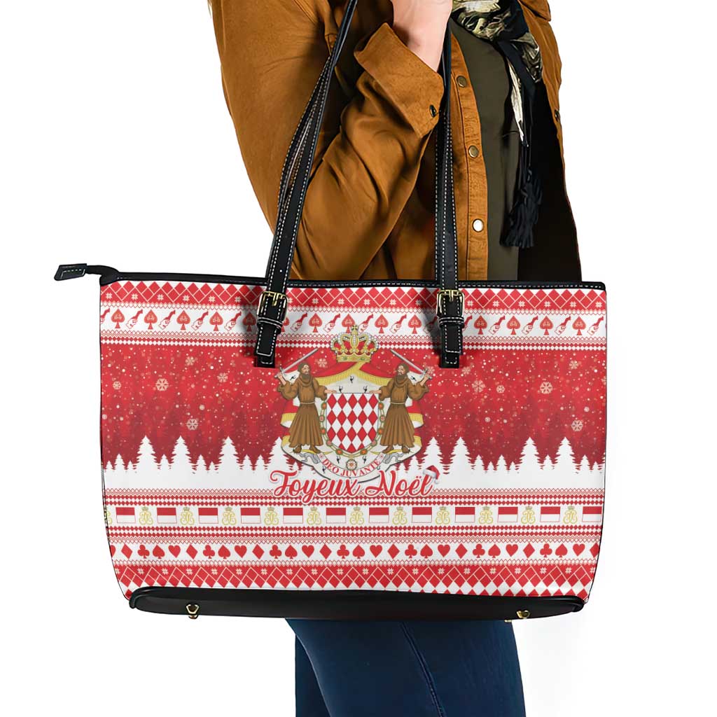Monaco Christmas Leather Tote Bag Joyeux Noel Coat Of Arms - Wonder Print Shop
