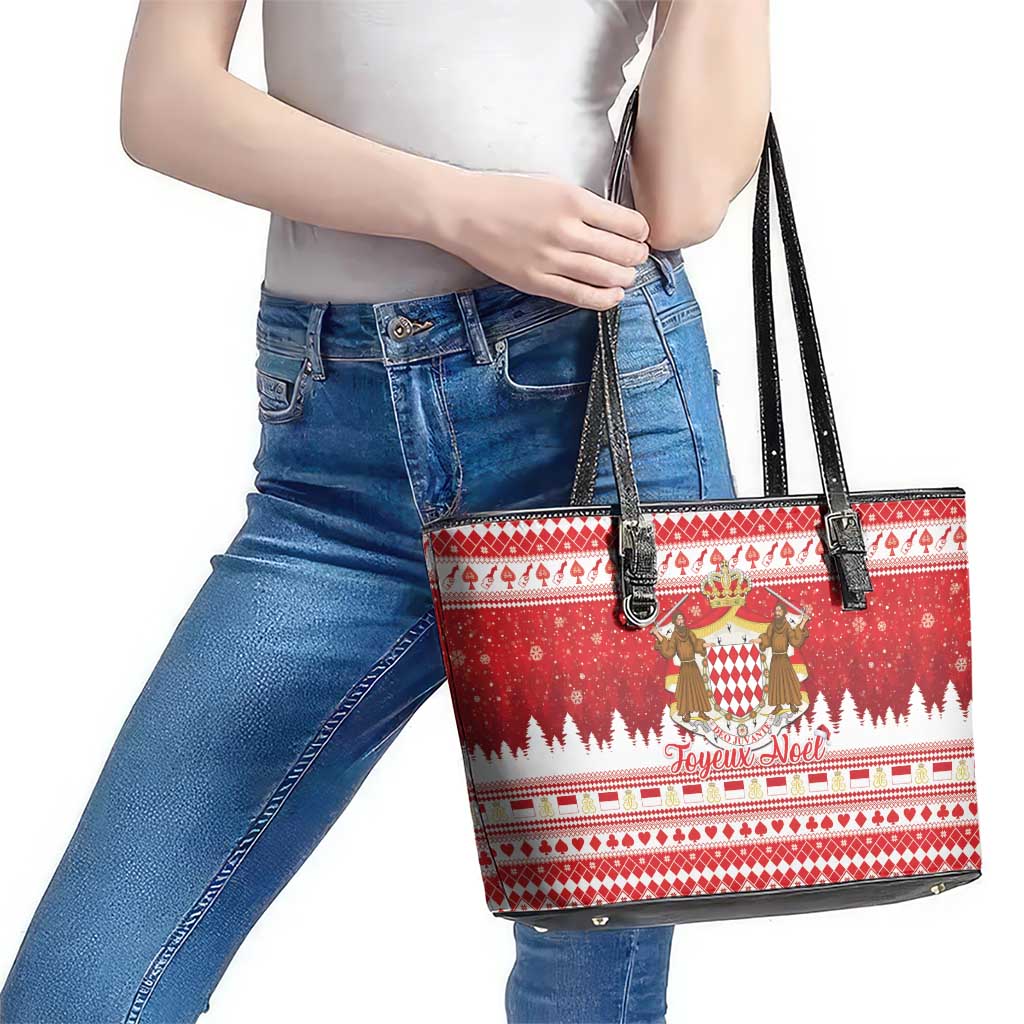 Monaco Christmas Leather Tote Bag Joyeux Noel Coat Of Arms - Wonder Print Shop