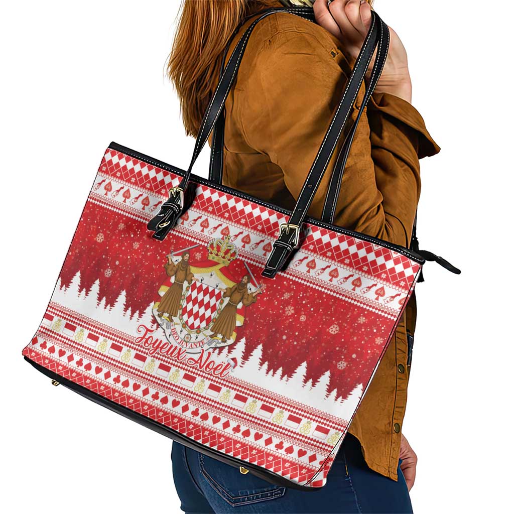 Monaco Christmas Leather Tote Bag Joyeux Noel Coat Of Arms - Wonder Print Shop