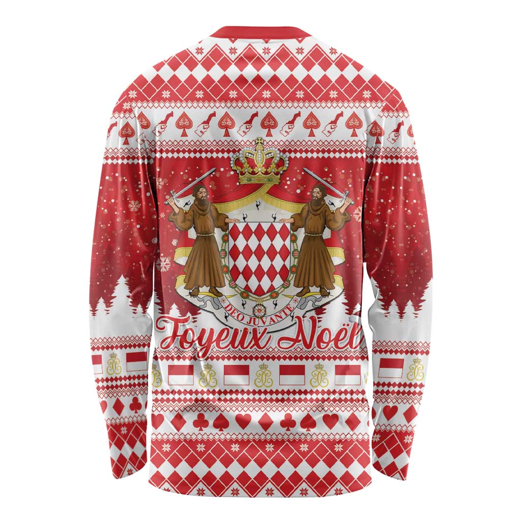 Monaco Christmas Long Sleeve Shirt Joyeux Noel Coat Of Arms - Wonder Print Shop