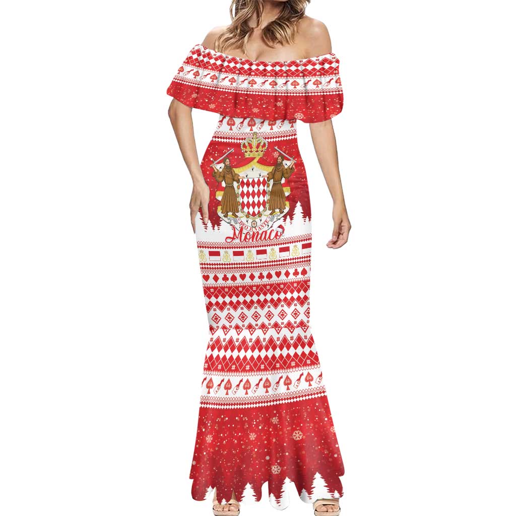 Monaco Christmas Mermaid Dress Joyeux Noel Coat Of Arms - Wonder Print Shop