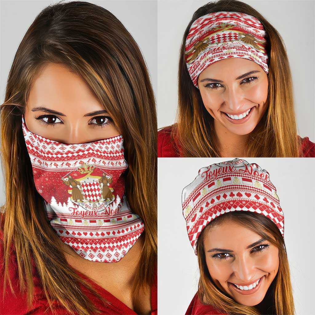Monaco Christmas Neck Gaiter Joyeux Noel Coat Of Arms - Wonder Print Shop