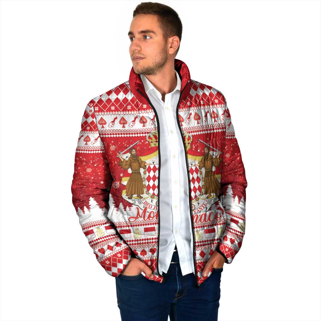 Monaco Christmas Padded Jacket Joyeux Noel Coat Of Arms - Wonder Print Shop