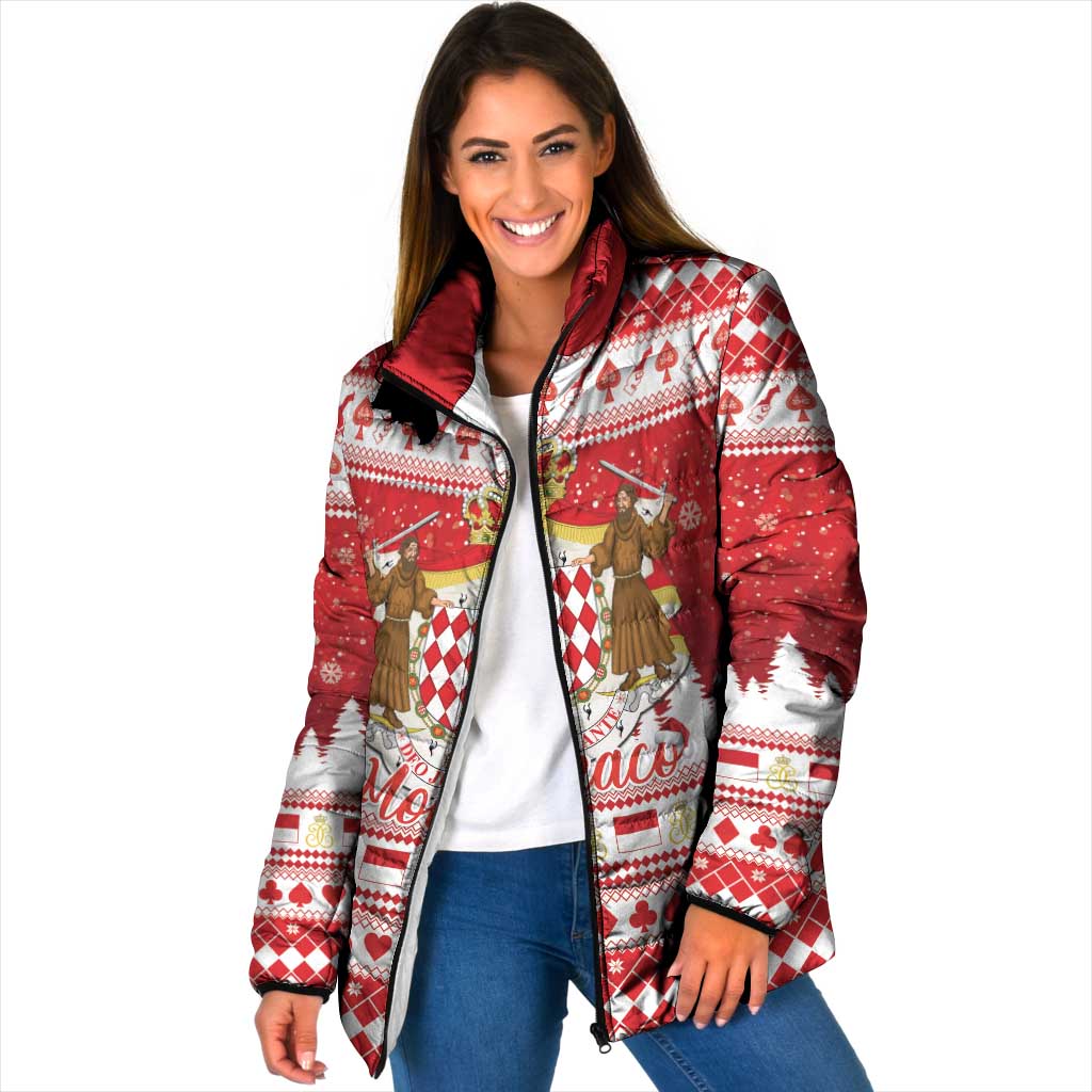 Monaco Christmas Padded Jacket Joyeux Noel Coat Of Arms - Wonder Print Shop