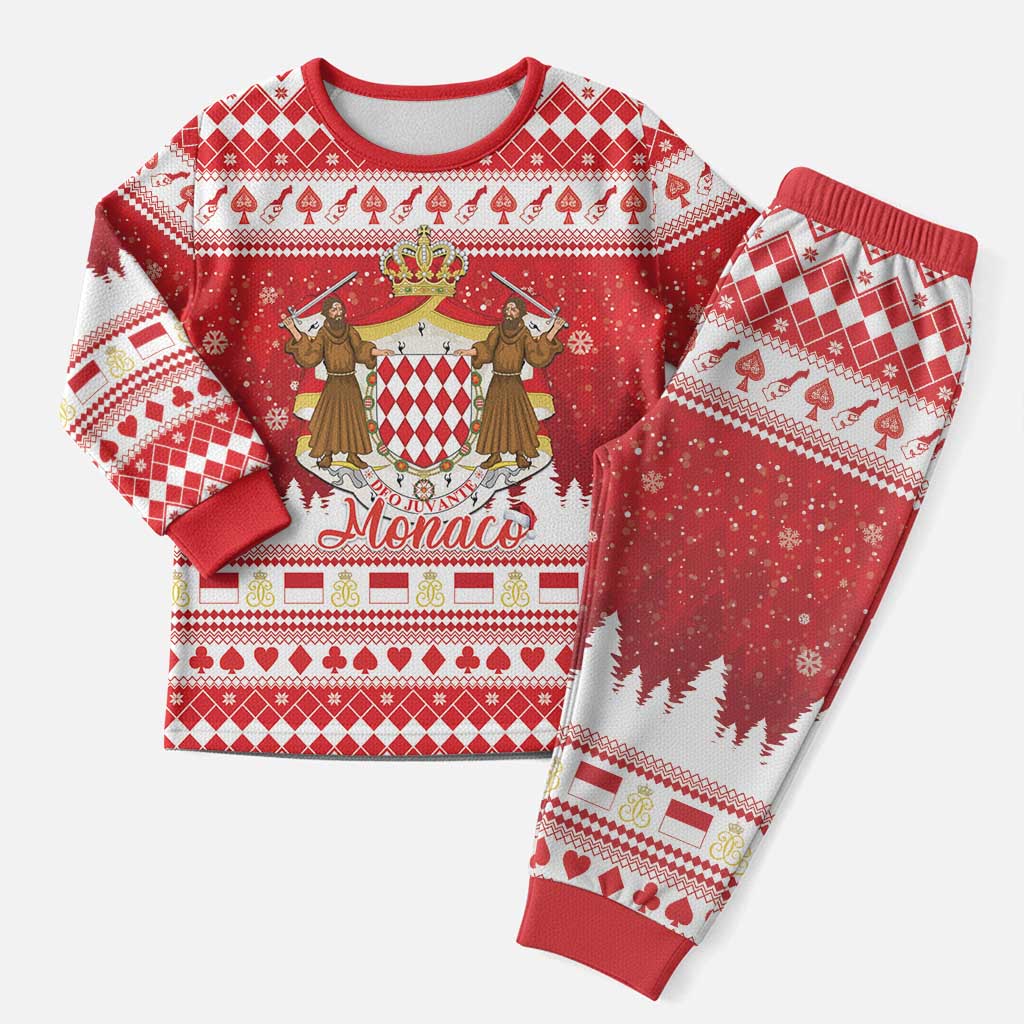 Monaco Christmas Pajama Set Joyeux Noel Coat Of Arms - Wonder Print Shop