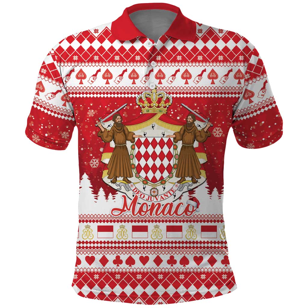 Monaco Christmas Polo Shirt Joyeux Noel Coat Of Arms - Wonder Print Shop