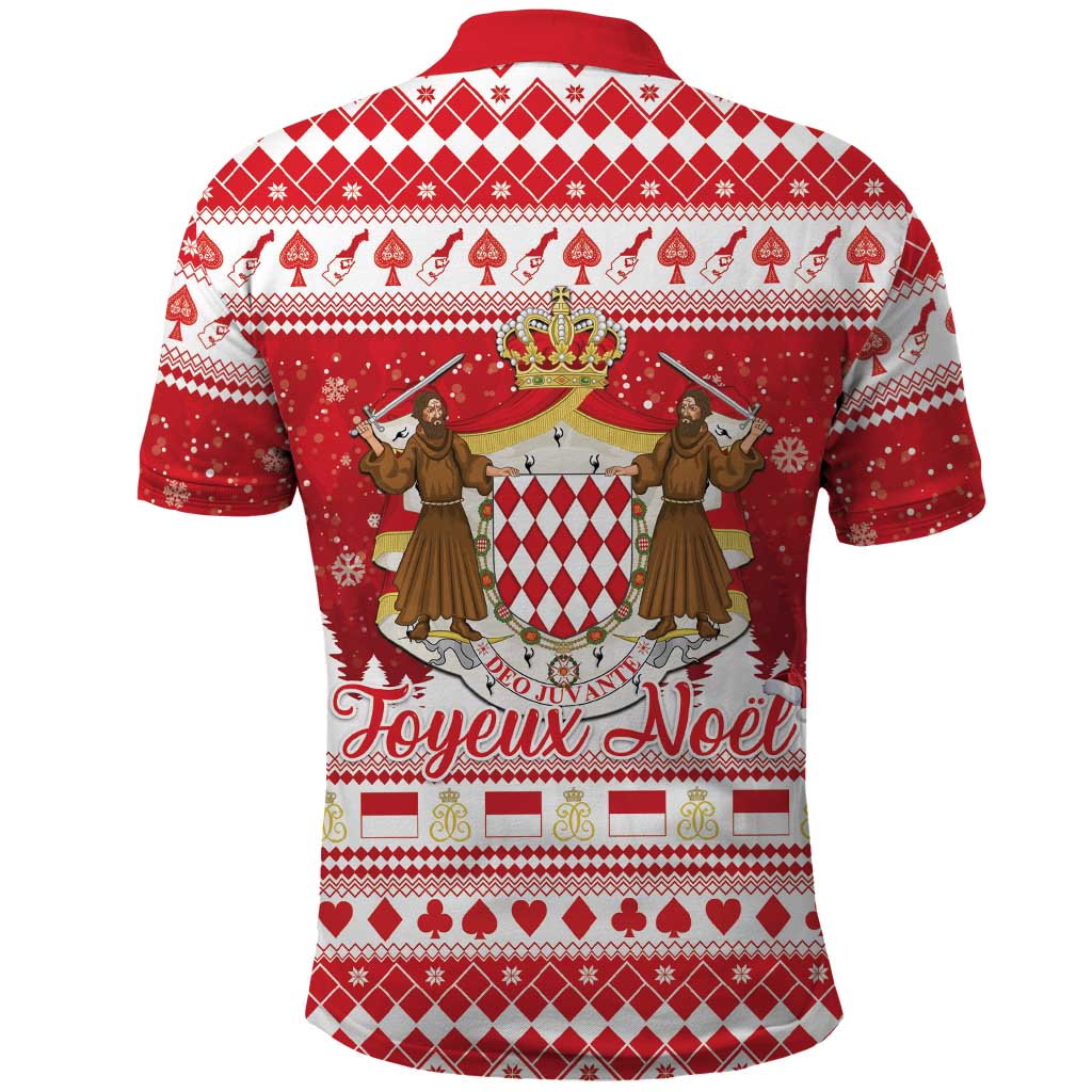Monaco Christmas Polo Shirt Joyeux Noel Coat Of Arms - Wonder Print Shop