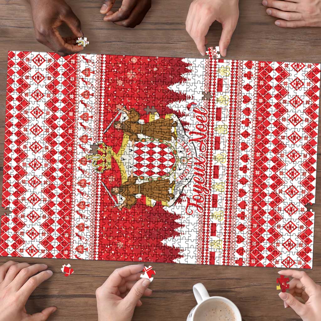 Monaco Christmas Puzzle Joyeux Noel Coat Of Arms - Wonder Print Shop