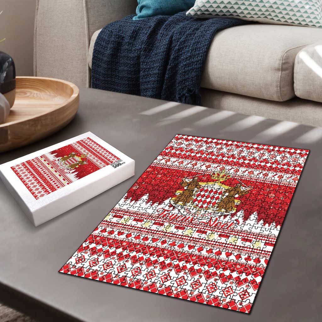 Monaco Christmas Puzzle Joyeux Noel Coat Of Arms - Wonder Print Shop