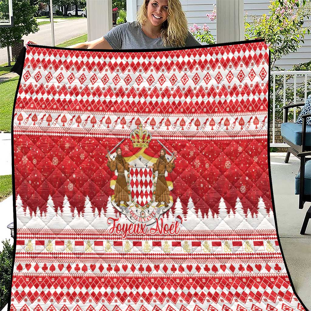 Monaco Christmas Quilt Joyeux Noel Coat Of Arms - Wonder Print Shop