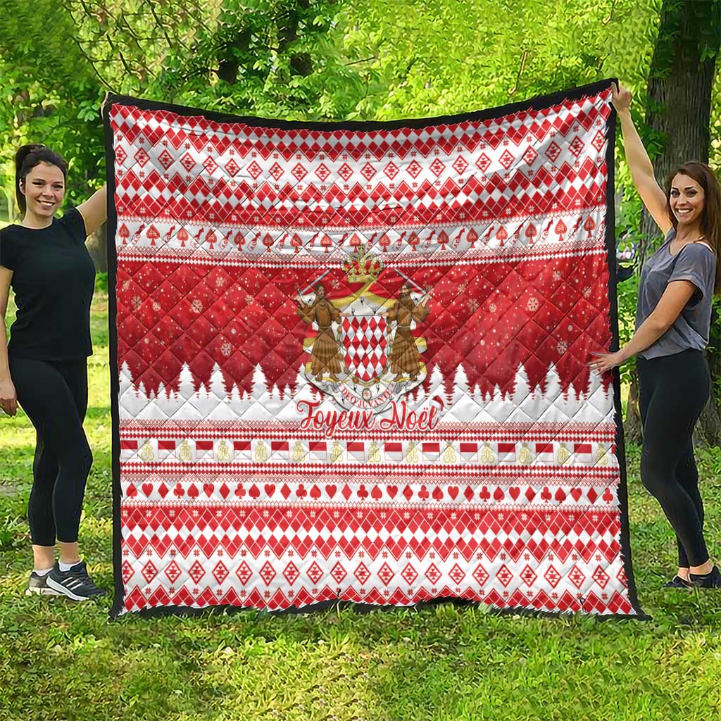 Monaco Christmas Quilt Joyeux Noel Coat Of Arms - Wonder Print Shop