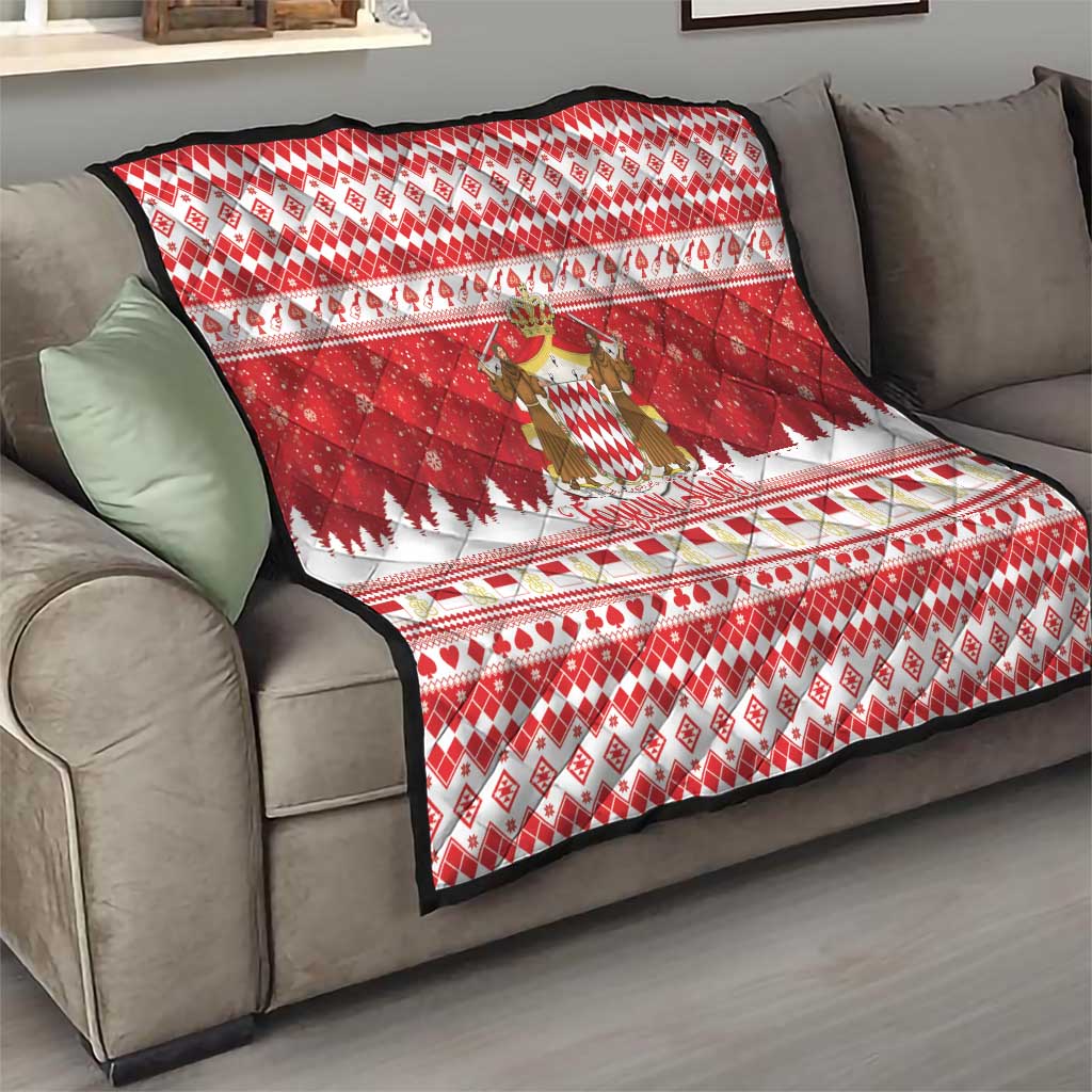 Monaco Christmas Quilt Joyeux Noel Coat Of Arms - Wonder Print Shop