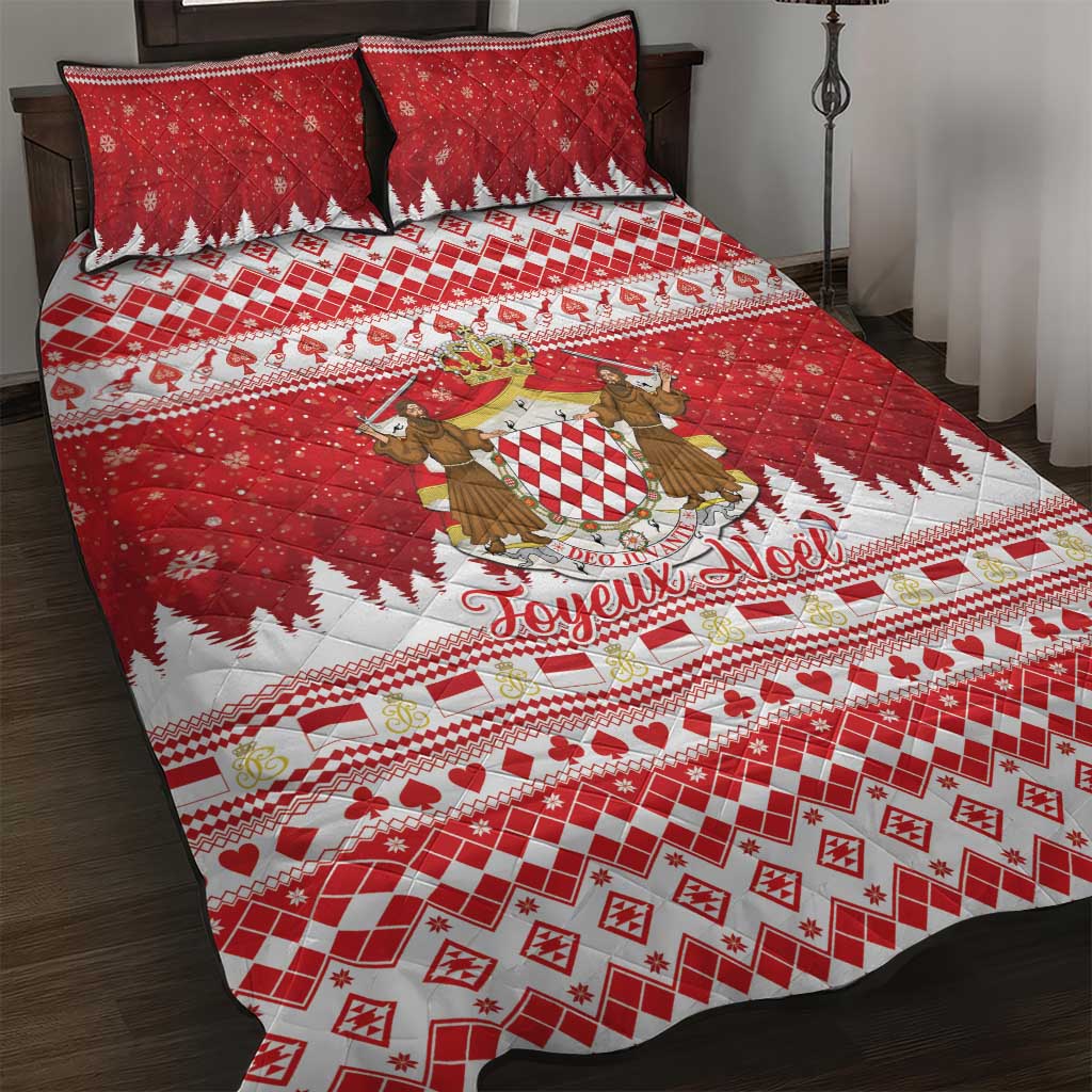 Monaco Christmas Quilt Bed Set Joyeux Noel Coat Of Arms - Wonder Print Shop
