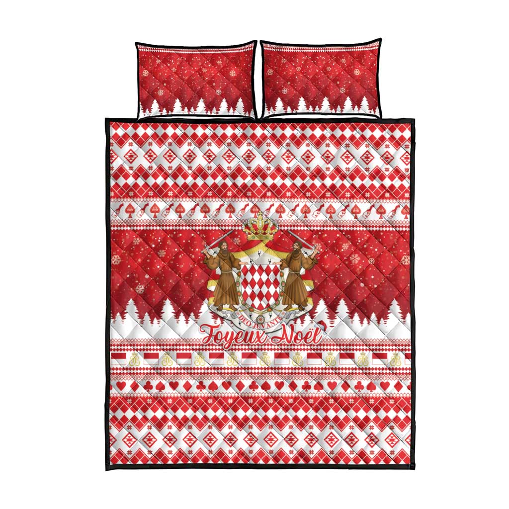 Monaco Christmas Quilt Bed Set Joyeux Noel Coat Of Arms - Wonder Print Shop