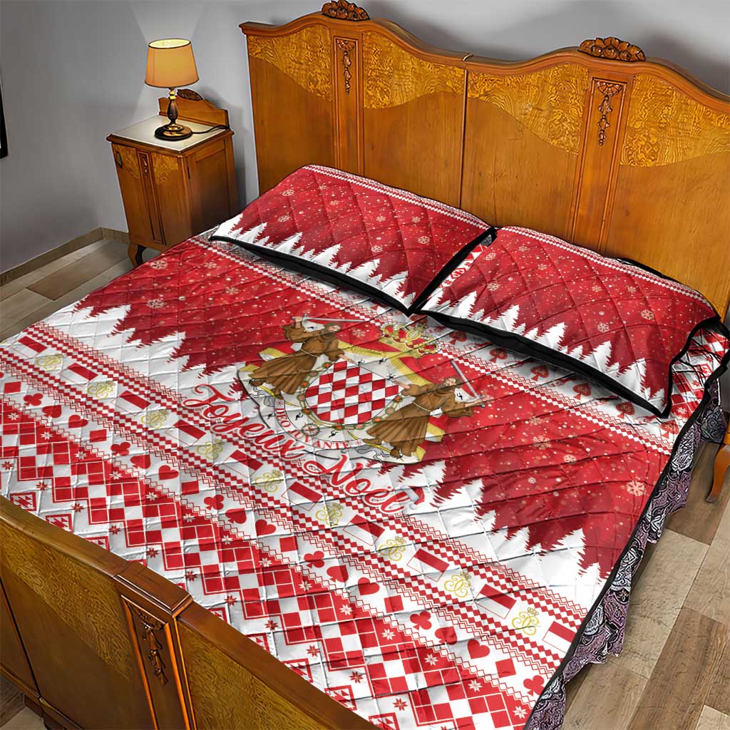 Monaco Christmas Quilt Bed Set Joyeux Noel Coat Of Arms - Wonder Print Shop