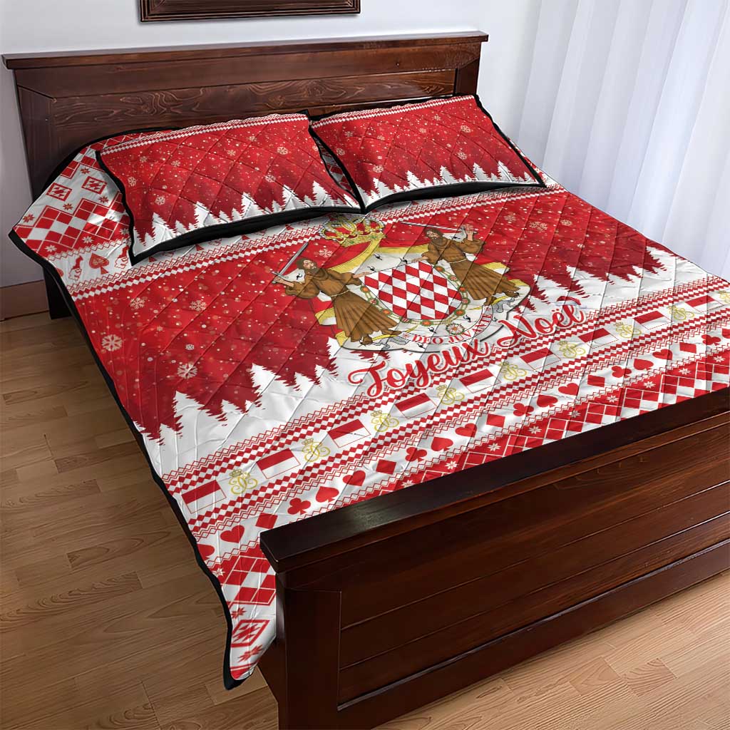 Monaco Christmas Quilt Bed Set Joyeux Noel Coat Of Arms - Wonder Print Shop