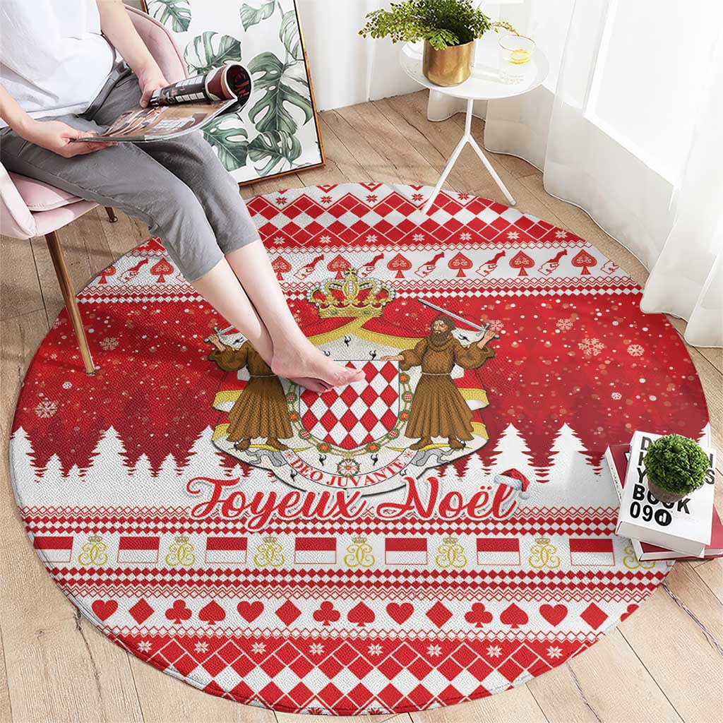 Monaco Christmas Round Carpet Joyeux Noel Coat Of Arms - Wonder Print Shop
