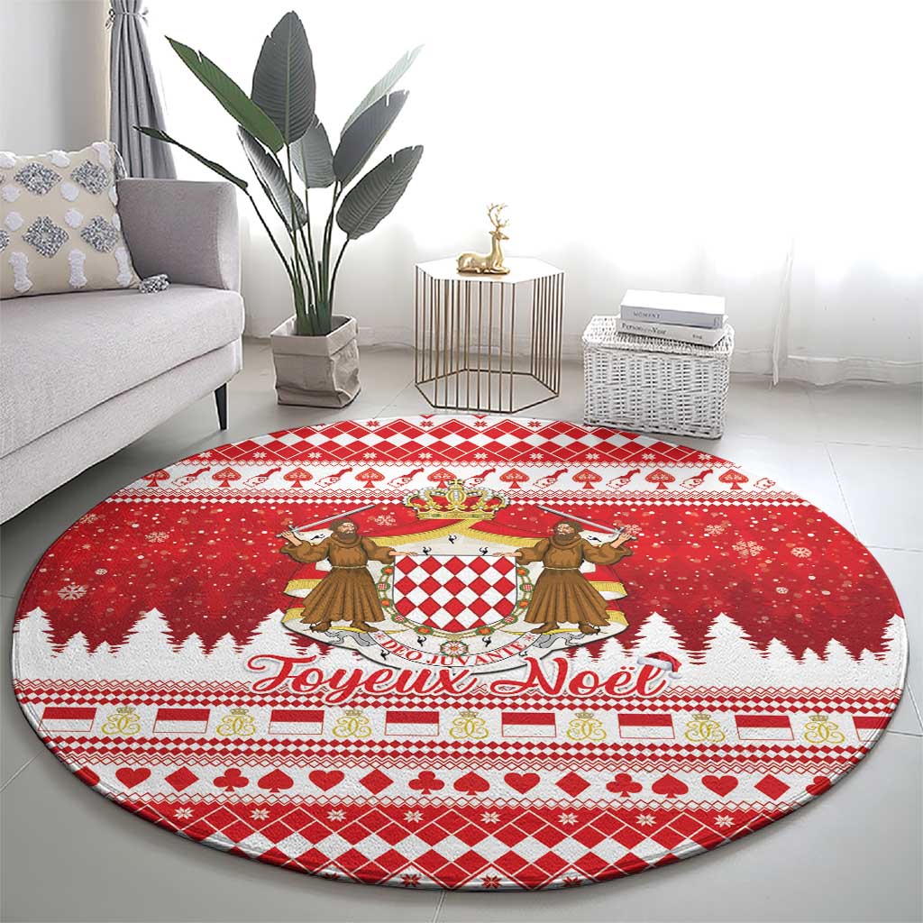 Monaco Christmas Round Carpet Joyeux Noel Coat Of Arms - Wonder Print Shop