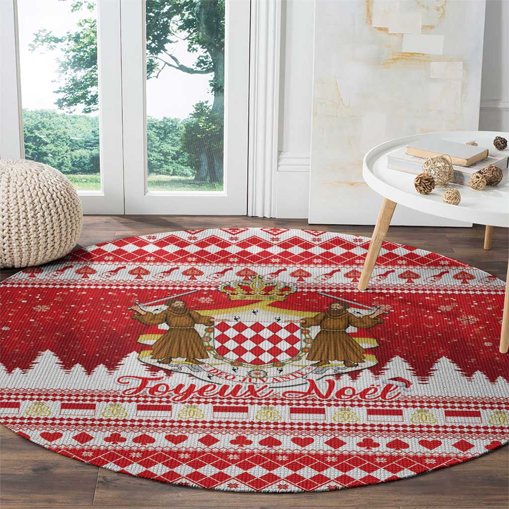 Monaco Christmas Round Carpet Joyeux Noel Coat Of Arms - Wonder Print Shop
