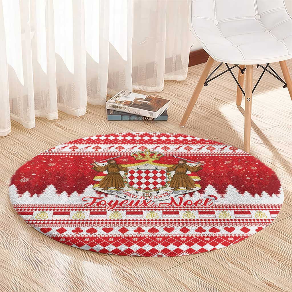Monaco Christmas Round Carpet Joyeux Noel Coat Of Arms - Wonder Print Shop