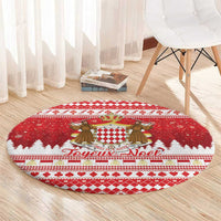 Monaco Christmas Round Carpet Joyeux Noel Coat Of Arms - Wonder Print Shop