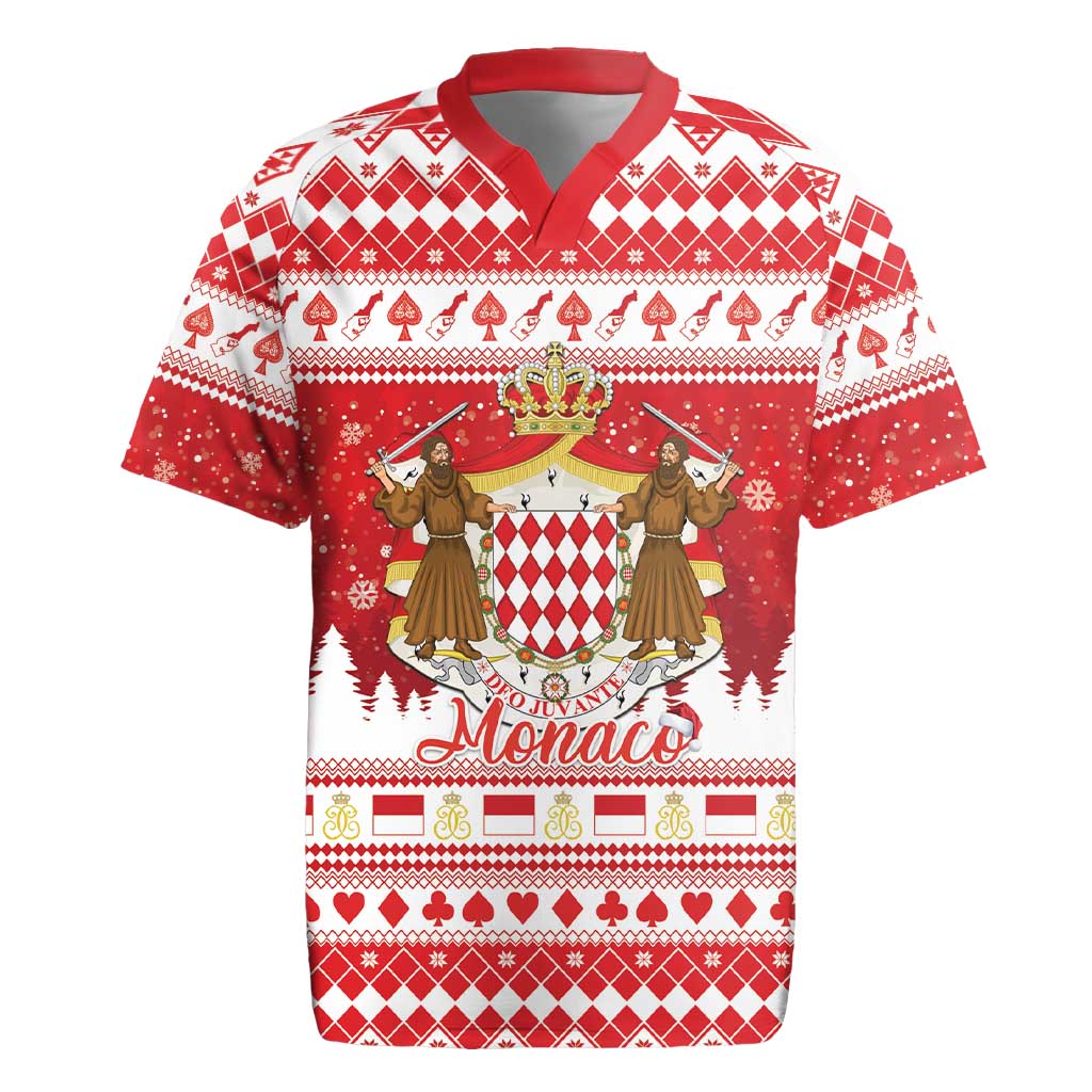 Monaco Christmas Rugby Jersey Joyeux Noel Coat Of Arms - Wonder Print Shop