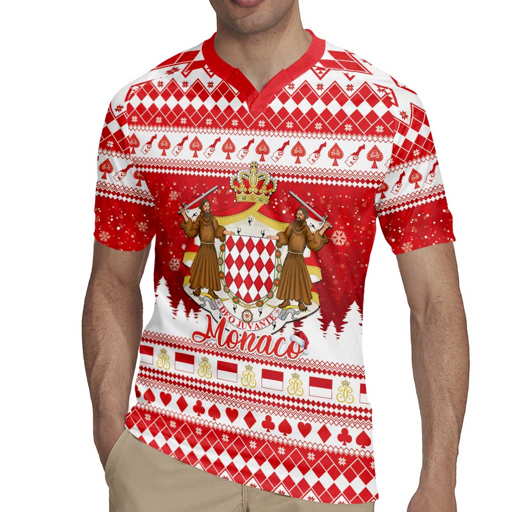 Monaco Christmas Rugby Jersey Joyeux Noel Coat Of Arms - Wonder Print Shop