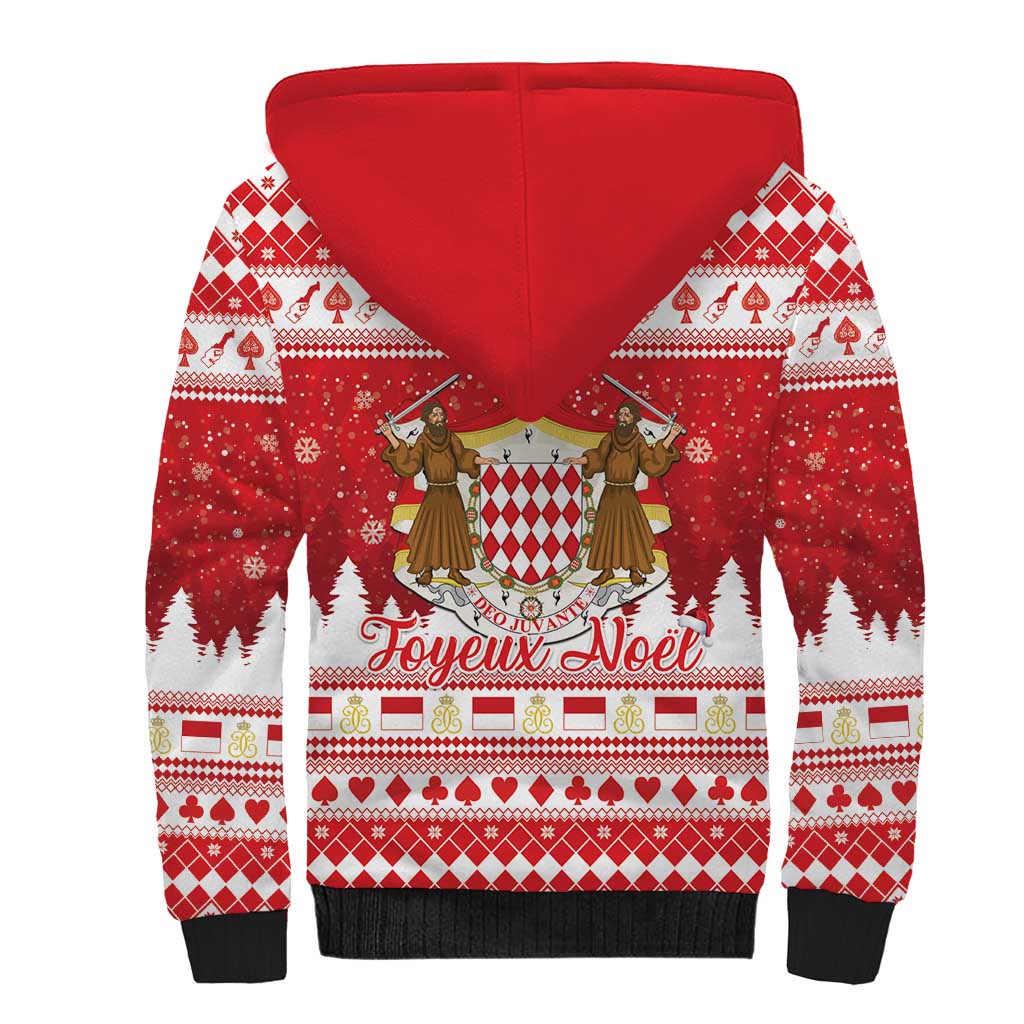 Monaco Christmas Sherpa Hoodie Joyeux Noel Coat Of Arms - Wonder Print Shop