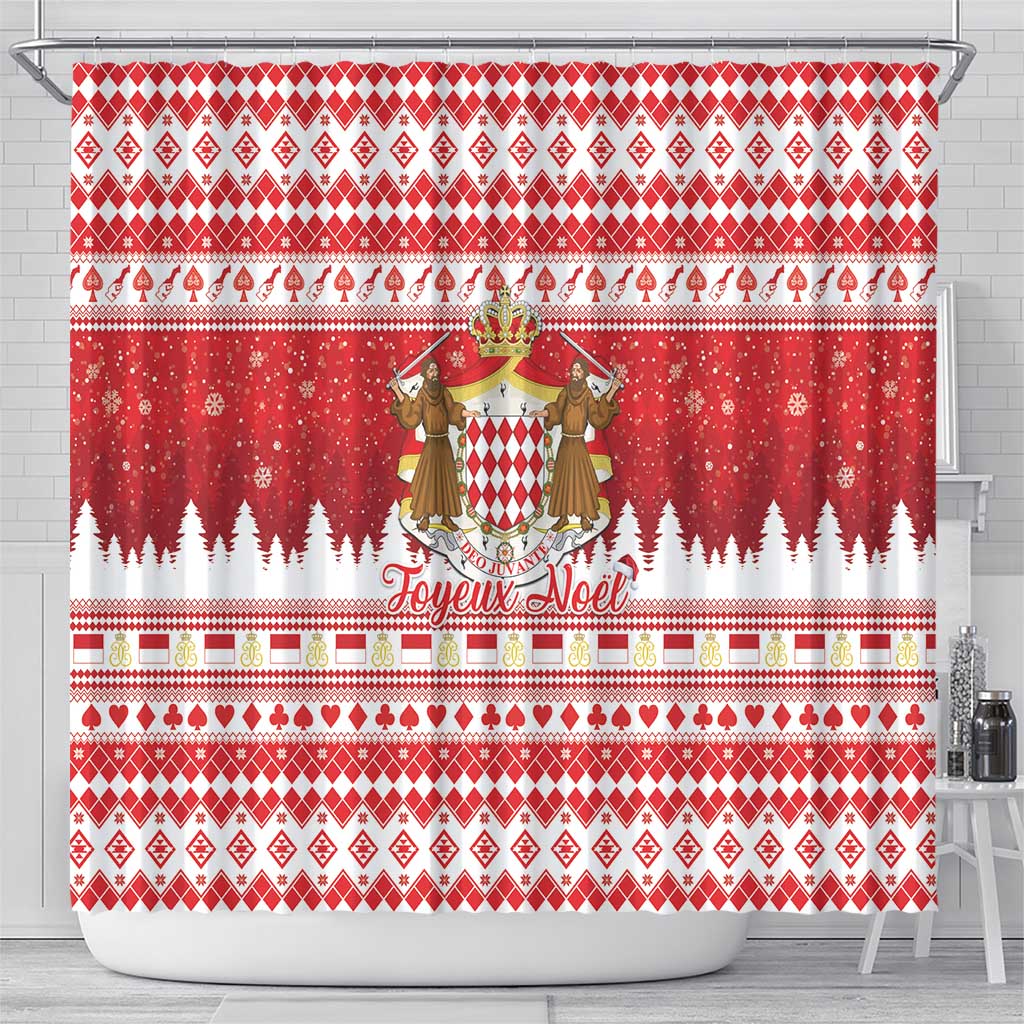 Monaco Christmas Shower Curtain Joyeux Noel Coat Of Arms - Wonder Print Shop
