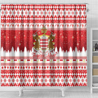 Monaco Christmas Shower Curtain Joyeux Noel Coat Of Arms - Wonder Print Shop