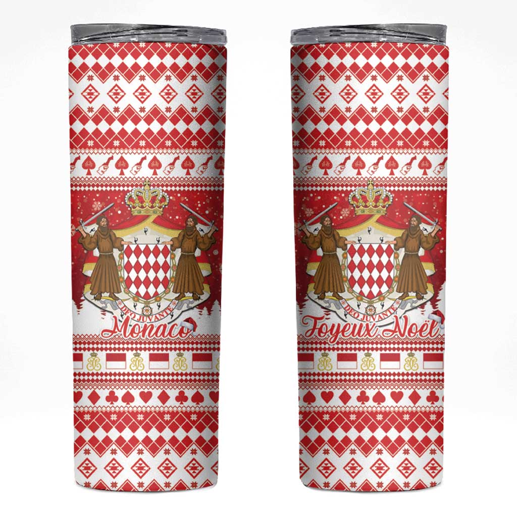 Monaco Christmas Skinny Tumbler Joyeux Noel Coat Of Arms - Wonder Print Shop