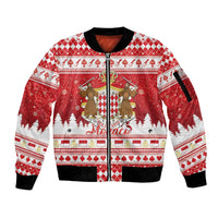 Monaco Christmas Sleeve Zip Bomber Jacket Joyeux Noel Coat Of Arms - Wonder Print Shop