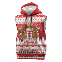 Monaco Christmas Sleeveless Hoodie Joyeux Noel Coat Of Arms - Wonder Print Shop