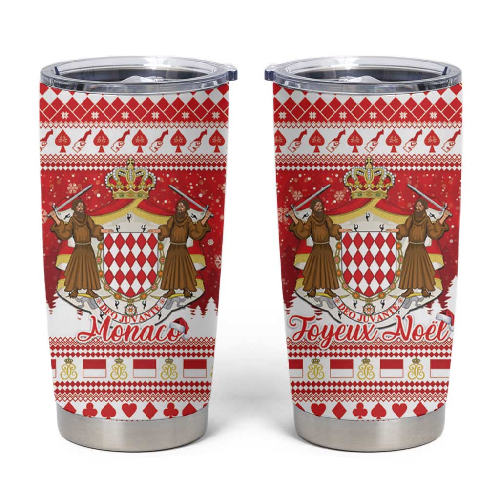 Monaco Christmas Tumbler Cup Joyeux Noel Coat Of Arms - Wonder Print Shop