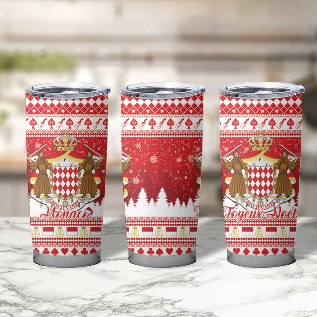 Monaco Christmas Tumbler Cup Joyeux Noel Coat Of Arms - Wonder Print Shop