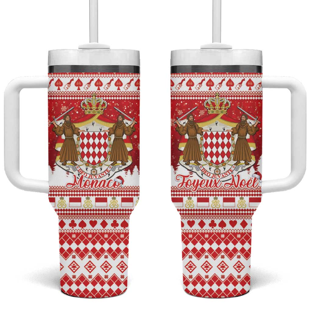 Monaco Christmas Tumbler With Handle Joyeux Noel Coat Of Arms - Wonder Print Shop