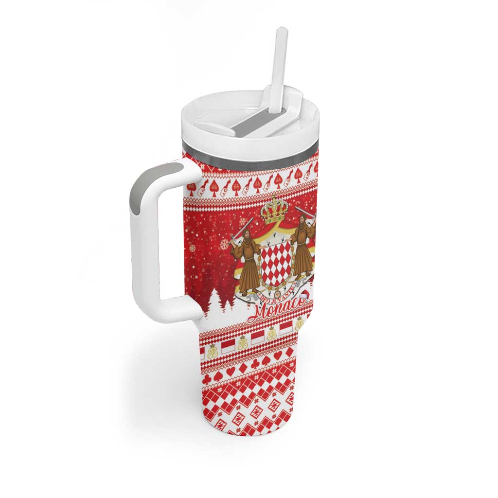 Monaco Christmas Tumbler With Handle Joyeux Noel Coat Of Arms - Wonder Print Shop