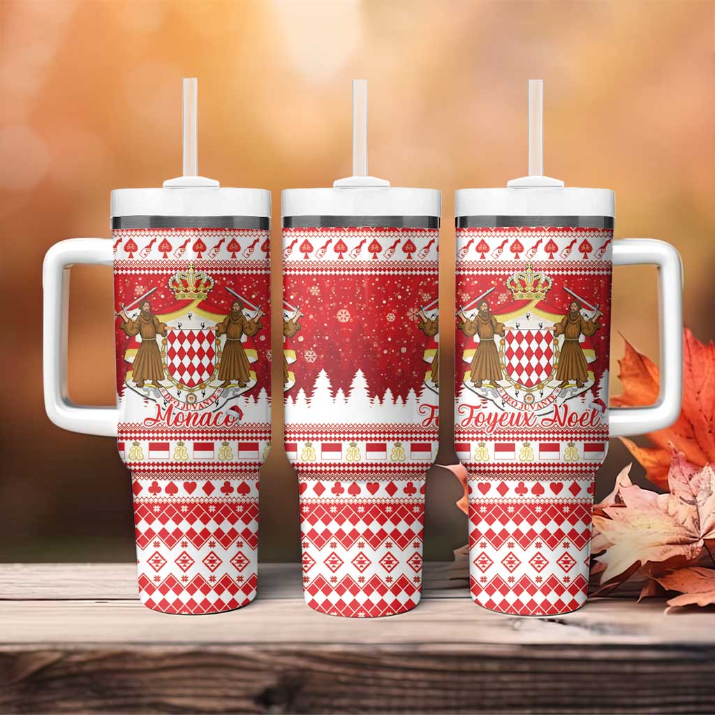 Monaco Christmas Tumbler With Handle Joyeux Noel Coat Of Arms - Wonder Print Shop