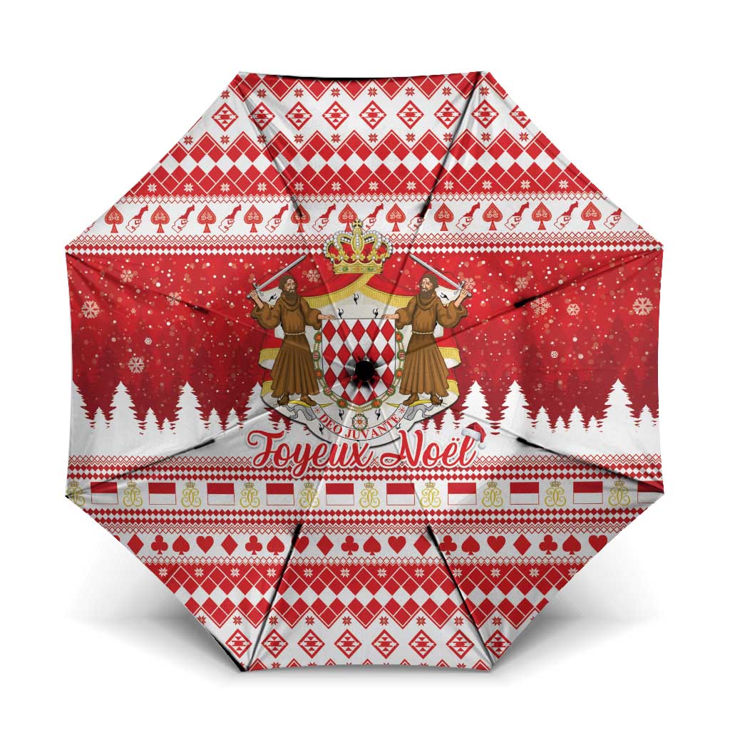 Monaco Christmas Umbrella Joyeux Noel Coat Of Arms - Wonder Print Shop