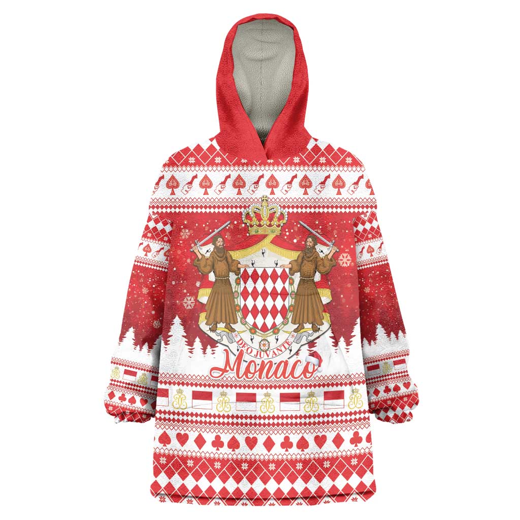 Monaco Christmas Wearable Blanket Hoodie Joyeux Noel Coat Of Arms - Wonder Print Shop