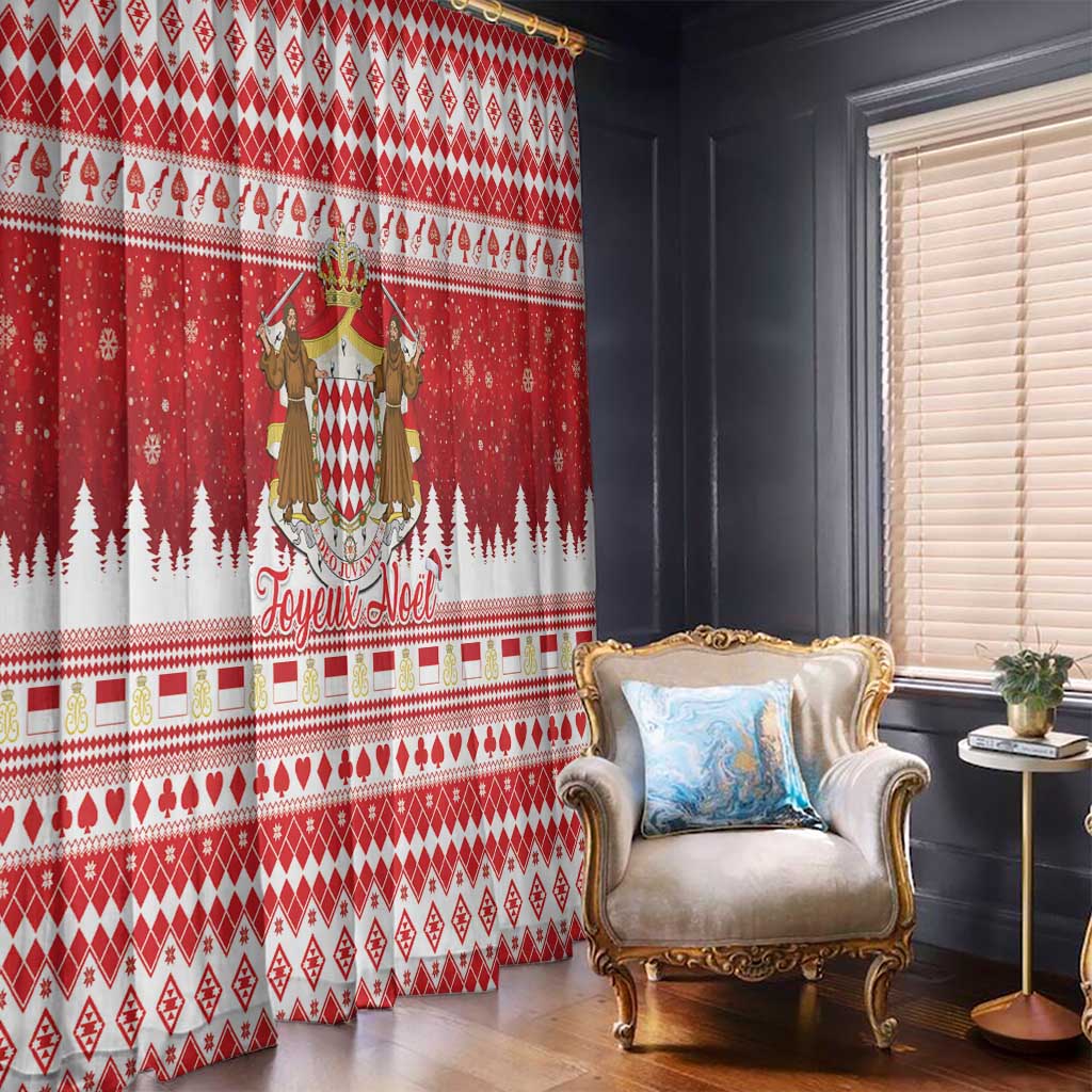 Monaco Christmas Window Curtain Joyeux Noel Coat Of Arms - Wonder Print Shop