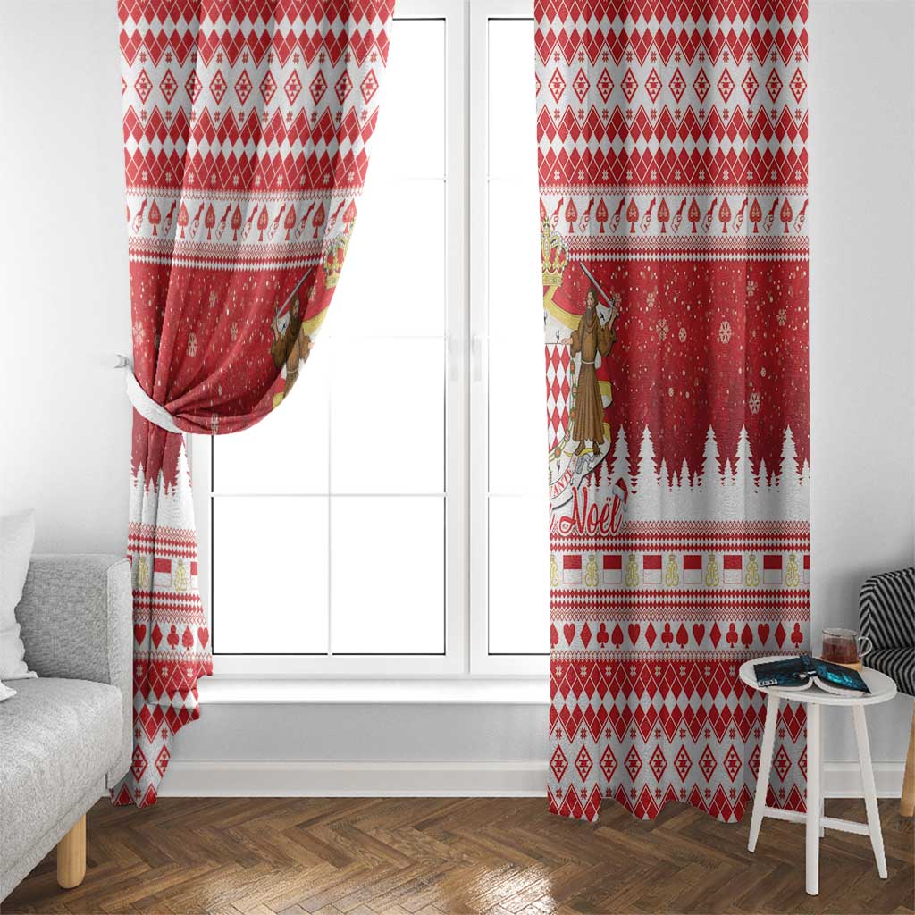 Monaco Christmas Window Curtain Joyeux Noel Coat Of Arms - Wonder Print Shop