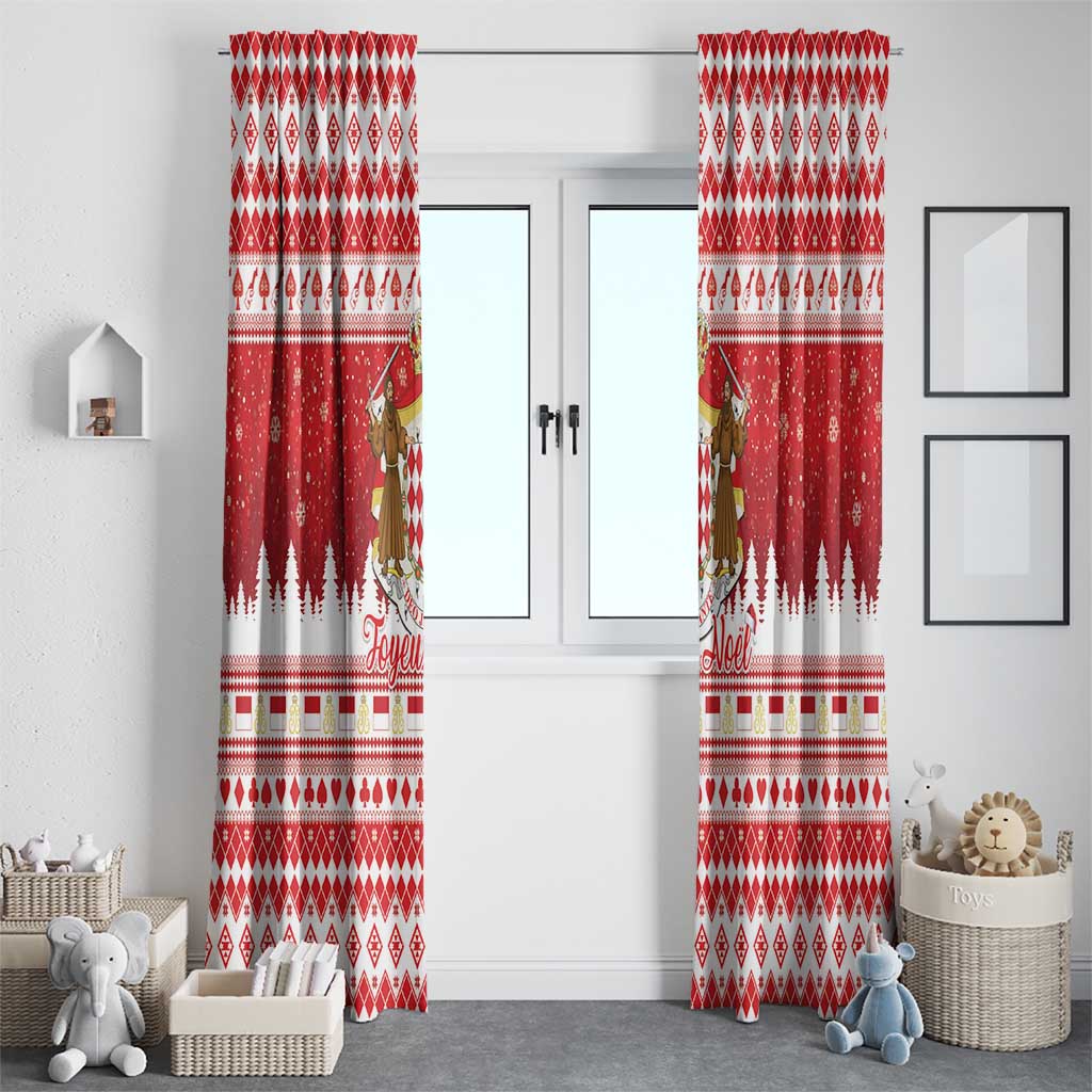 Monaco Christmas Window Curtain Joyeux Noel Coat Of Arms - Wonder Print Shop