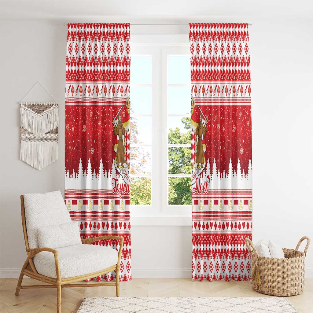 Monaco Christmas Window Curtain Joyeux Noel Coat Of Arms - Wonder Print Shop