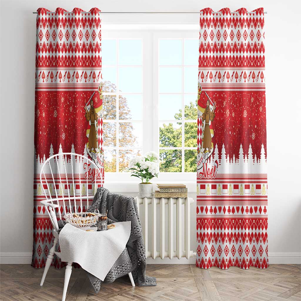 Monaco Christmas Window Curtain Joyeux Noel Coat Of Arms - Wonder Print Shop