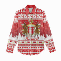 Monaco Christmas Women Casual Shirt Joyeux Noel Coat Of Arms - Wonder Print Shop