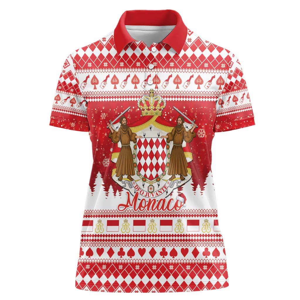 Monaco Christmas Women Polo Shirt Joyeux Noel Coat Of Arms - Wonder Print Shop