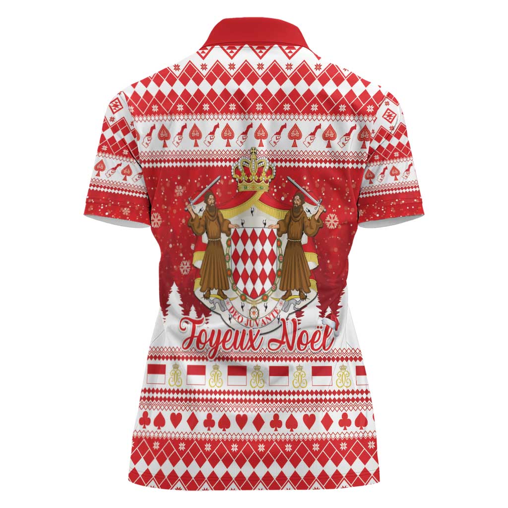 Monaco Christmas Women Polo Shirt Joyeux Noel Coat Of Arms - Wonder Print Shop
